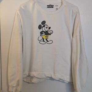 Disney Mickey Mouse White Cropped Sweatshirt